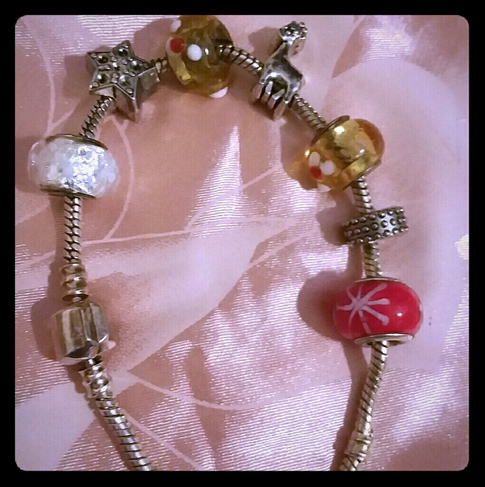 Pandora like charm bracelet with giraffe star